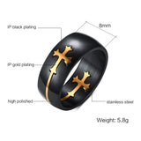 Vnox Separable Cross Ring for Men Woman Black Color Stainless Steel Cool Male Design Jewelry-ANILLOS-FOREVER KRN