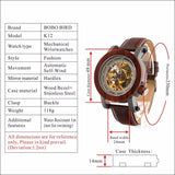 BOBO BIRD K12 Automatic Mechanical Watch Classic Style Luxury Men Analog Wristwatch Bamboo Wooden With Steel in Gift Wooden Box