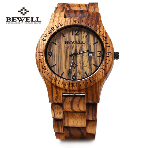 Bewell ZS-W086B Luxury Brand Wood Watch Men Analog Quartz Movement Date Waterproof Wooden Watches Male Wristwatches relogio