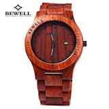 Bewell ZS-W086B Luxury Brand Wood Watch Men Analog Quartz Movement Date Waterproof Wooden Watches Male Wristwatches relogio