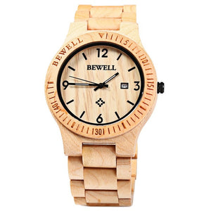 Bewell ZS-W086B Luxury Brand Wood Watch Men Analog Quartz Movement Date Waterproof Wooden Watches Male Wristwatches relogio