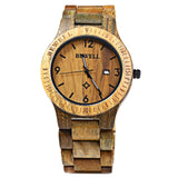 Bewell ZS-W086B Luxury Brand Wood Watch Men Analog Quartz Movement Date Waterproof Wooden Watches Male Wristwatches relogio