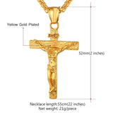 Collare INRI Crucifix Cross Necklace Gold/Rose Gold/Black Gun Color Stainless Steel Chain For Men Jewelry Jesus Piece P166