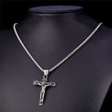 Collare INRI Crucifix Cross Necklace Gold/Rose Gold/Black Gun Color Stainless Steel Chain For Men Jewelry Jesus Piece P166