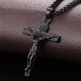 Collare INRI Crucifix Cross Necklace Gold/Rose Gold/Black Gun Color Stainless Steel Chain For Men Jewelry Jesus Piece P166