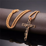 Collare INRI Crucifix Cross Necklace Gold/Rose Gold/Black Gun Color Stainless Steel Chain For Men Jewelry Jesus Piece P166