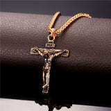 Collare INRI Crucifix Cross Necklace Gold/Rose Gold/Black Gun Color Stainless Steel Chain For Men Jewelry Jesus Piece P166