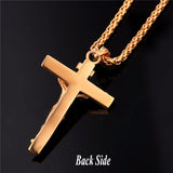 Collare INRI Crucifix Cross Necklace Gold/Rose Gold/Black Gun Color Stainless Steel Chain For Men Jewelry Jesus Piece P166