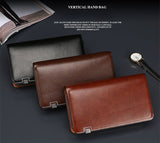 Luxury Wallets Double Zipper Leather Male Purse Business Men Long Wallet Designer Brand Mens Clutch Handy Bag carteira Masculina