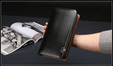 Luxury Wallets Double Zipper Leather Male Purse Business Men Long Wallet Designer Brand Mens Clutch Handy Bag carteira Masculina