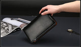 Luxury Wallets Double Zipper Leather Male Purse Business Men Long Wallet Designer Brand Mens Clutch Handy Bag carteira Masculina