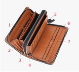 Luxury Wallets Double Zipper Leather Male Purse Business Men Long Wallet Designer Brand Mens Clutch Handy Bag carteira Masculina