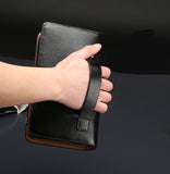 Luxury Wallets Double Zipper Leather Male Purse Business Men Long Wallet Designer Brand Mens Clutch Handy Bag carteira Masculina