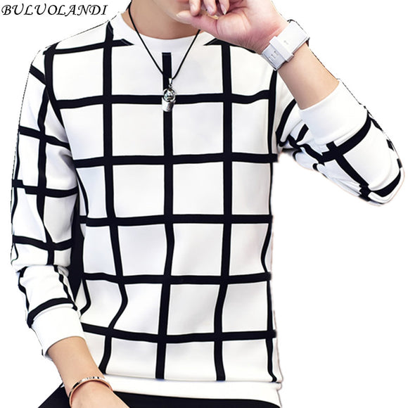 Men's Hoodies 2016 Autumn new men's casual fashion plaid Hoodies plus size code M-5XL black and white colors-SUETER-FOREVER KRN