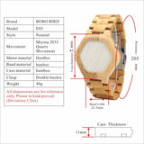 BOBO BIRD E03 Bambooo Wooden WristWatch Mens Kisai Wood Led Watch Unique Night Vision Full Bamboo Clock With Box