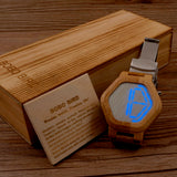 BOBO BIRD E03 Bambooo Wooden WristWatch Mens Kisai Wood Led Watch Unique Night Vision Full Bamboo Clock With Box