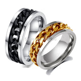 Never Fade Jewelry Stainless Steel Mens Wedding Rock Punk Biker Ring Gold Titanium Black Chain Spinner Rings For Men Gift-ANILLOS-FOREVER KRN