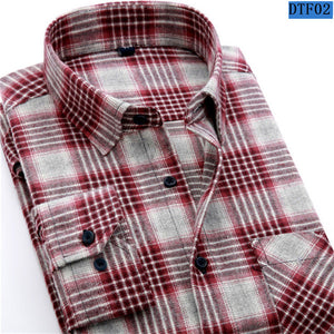 Men Flannel Plaid Shirt 100% Cotton 2017 Spring Autumn Casual Long Sleeve Shirt Soft Comfort Slim Fit Styles Brand Man Clothes-CAMISAS-FOREVER KRN