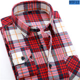 Men Flannel Plaid Shirt 100% Cotton 2017 Spring Autumn Casual Long Sleeve Shirt Soft Comfort Slim Fit Styles Brand Man Clothes-CAMISAS-FOREVER KRN