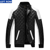 2017 New Design Men's Jacket Winter&Autumn PU Leather Black&White Fashion Slim Plaid Jacket For LEFT ROM Man coat male clothes-CHAMARRAS-FOREVER KRN