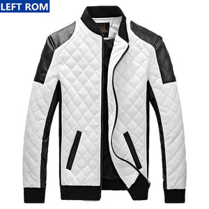 2017 New Design Men's Jacket Winter&Autumn PU Leather Black&White Fashion Slim Plaid Jacket For LEFT ROM Man coat male clothes-CHAMARRAS-FOREVER KRN