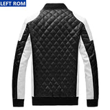 2017 New Design Men's Jacket Winter&Autumn PU Leather Black&White Fashion Slim Plaid Jacket For LEFT ROM Man coat male clothes-CHAMARRAS-FOREVER KRN