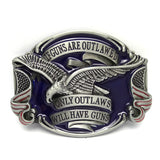 Leather belts for men jeans with Proverbs "if guns are outlawed only outlawed will have guns" American Eagle Belt Buckle Metal