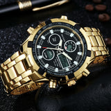 Amuda Mens Sport Watch Led Gold Big Face Quartz-Watch Men Waterproof Wrist Watch Male Watches Clock relogio masculino