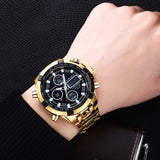 Amuda Mens Sport Watch Led Gold Big Face Quartz-Watch Men Waterproof Wrist Watch Male Watches Clock relogio masculino