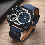 Oulm Watch Luxury Brand Man Fabric Srap Quartz-Watch Clock Male Multiple Time Zones Square Sports Watches montre homme-WATCHS-FOREVER KRN