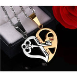 Vnox Key & Lock Heart Shape Necklace for Women Men Pendant Couple Necklaces Lover Friendship Jewelry 2pcs/ sets-FOREVER KRN