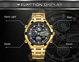 Amuda Mens Sport Watch Led Gold Big Face Quartz-Watch Men Waterproof Wrist Watch Male Watches Clock relogio masculino