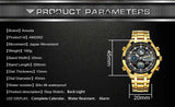 Amuda Mens Sport Watch Led Gold Big Face Quartz-Watch Men Waterproof Wrist Watch Male Watches Clock relogio masculino