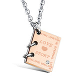 Fashion Jewelry Never Fade Stainless Steel "Love Story Book" Couple Pendant for Lovers-COLLARES-FOREVER KRN