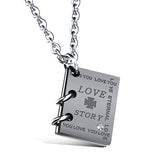 Fashion Jewelry Never Fade Stainless Steel "Love Story Book" Couple Pendant for Lovers-COLLARES-FOREVER KRN