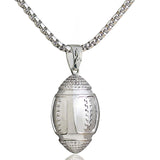 3D American Football Ball Pendant Necklace Men Sports Charm Football Games Necklace Hip Hop Jewelry Stainless Steel Chain-COLLARES-FOREVER KRN