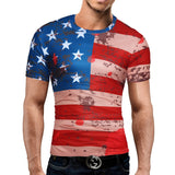 Male 2017 Brand Short Sleeve American Flag 3D Digital Print T Shirt O-Neck Slim Men T-Shirt Tops Fashion Mens Tee Shirt T Shirts-PLAYERAS-FOREVER KRN