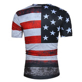 Male 2017 Brand Short Sleeve American Flag 3D Digital Print T Shirt O-Neck Slim Men T-Shirt Tops Fashion Mens Tee Shirt T Shirts-PLAYERAS-FOREVER KRN