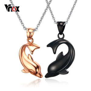 Vnox Cute Dolphin Couple Necklaces for Women Men Stainless Steel Necklaces 20" Chain Daily Jewelry-FOREVER KRN