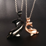 Vnox Cute Dolphin Couple Necklaces for Women Men Stainless Steel Necklaces 20" Chain Daily Jewelry-FOREVER KRN