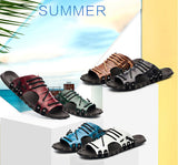 Merkmak 2017 New Arrival Men Summer Slippers Genuine Leather Beach Holiday Shoes Flat Slipper for Men Casual Daily Shoes