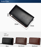 Luxury Wallets Double Zipper Leather Male Purse Business Men Long Wallet Designer Brand Mens Clutch Handy Bag carteira Masculina