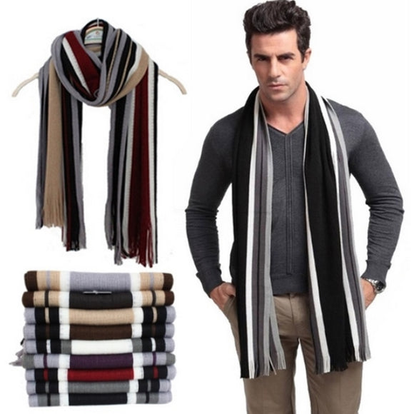 Winter designer scarf men striped cotton scarf female & male brand shawl wrap knit cashmere bufandas Striped scarf with tassels-BUFANDA-FOREVER KRN