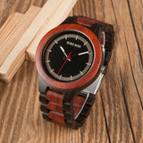 BOBO BIRD WO01O02 Wood Watch Ebony RedWood Pine Wooden Watches for Men Two-tone Wood Quartz Watch with Tool for Adjusting Size