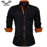 VISADA JAUNA Men Shirts Europe Size New Arrivals Slim Fit Male Shirt Solid Long Sleeve British Style Cotton Men's Shirt N332-CAMISAS-FOREVER KRN