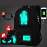 3PCS Womens Man USB Luminous Black Backpacks Oxford School Book Bags Computer Backpack women student bag Large capacity mochila-MOCHILAS Y BOLSOS-FOREVER KRN