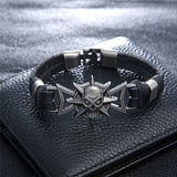 2017 Skeleton Skull Star Eye Punk Gothic Rock Leather Belt Buckle Bracelets For Women Men Bracelets & Bangles-BRACELETS-FOREVER KRN