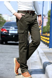 2017 Fleece Warm Winter Cargo Pants Men Casual Loose Multi-pocket Men's Clothes Military Army Green Khaki Pants   237