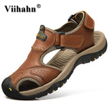 Viihahn Mens Sandals Genuine Leather Summer 2017 New Beach Men Casual Shoes Outdoor Sandals Plus Size 38-46-SANDALS-FOREVER KRN