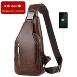 2017 new arrived Men's casual Shoulder PU leather Crossbody Bags travel Chest pack Messenger bag With USB Interface-MOCHILAS Y BOLSOS-FOREVER KRN